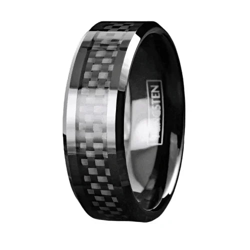 Men’s Wedding Band Rings - Black Carbon Fiber Inlay - Durable Wedding Rings for Men and Women - Jewelry Store by Erik Rayo
