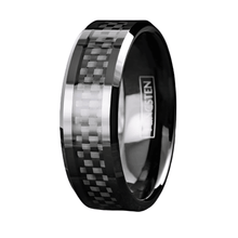 Load image into Gallery viewer, Men&#39;s Wedding Band Rings - Black Carbon Fiber Inlay - Wedding Rings for Men and Women
