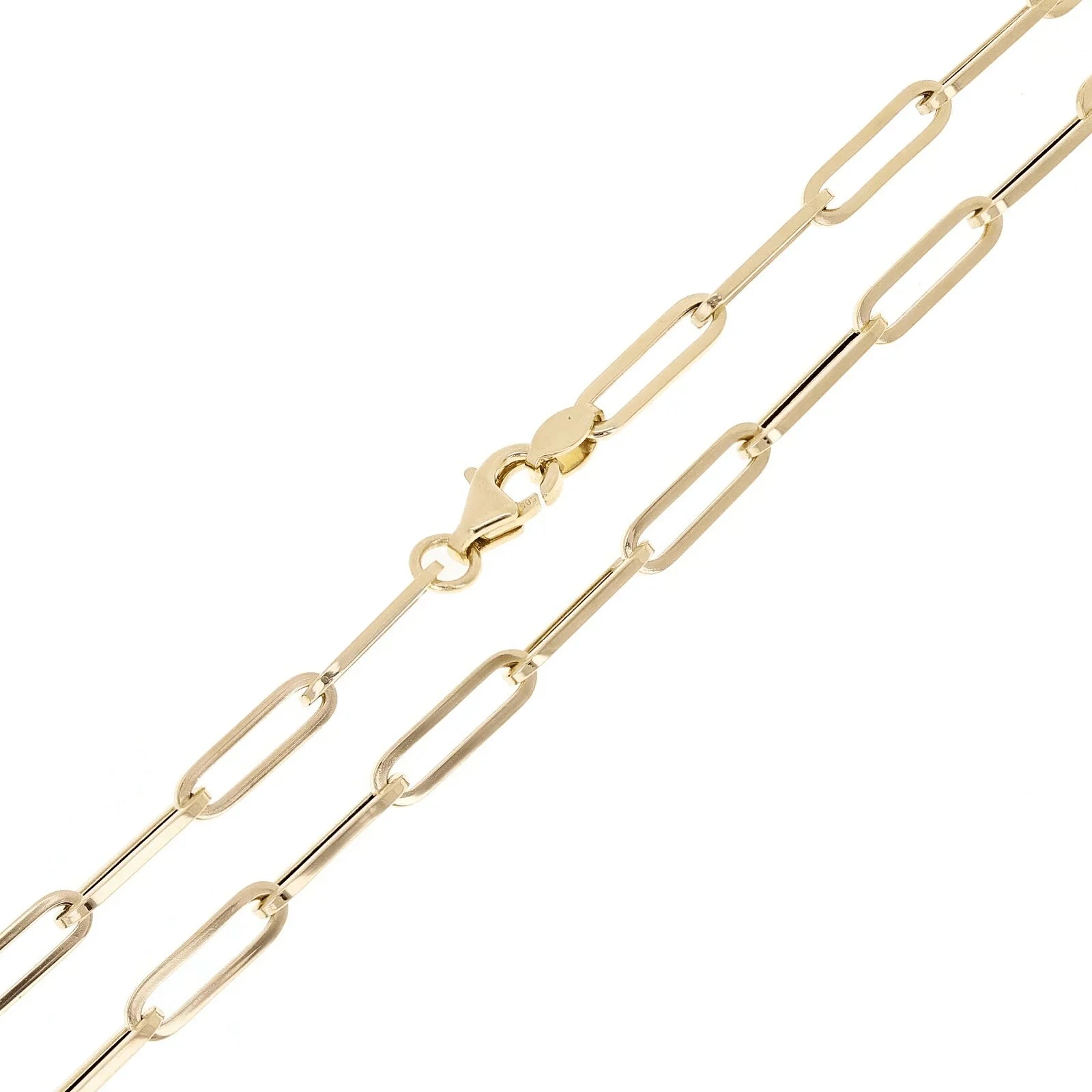 Italian 14k Yellow Gold Hollow Paper Clip Chain Necklace 22" 3.2mm 3.9 grams - Jewelry Store by Erik Rayo