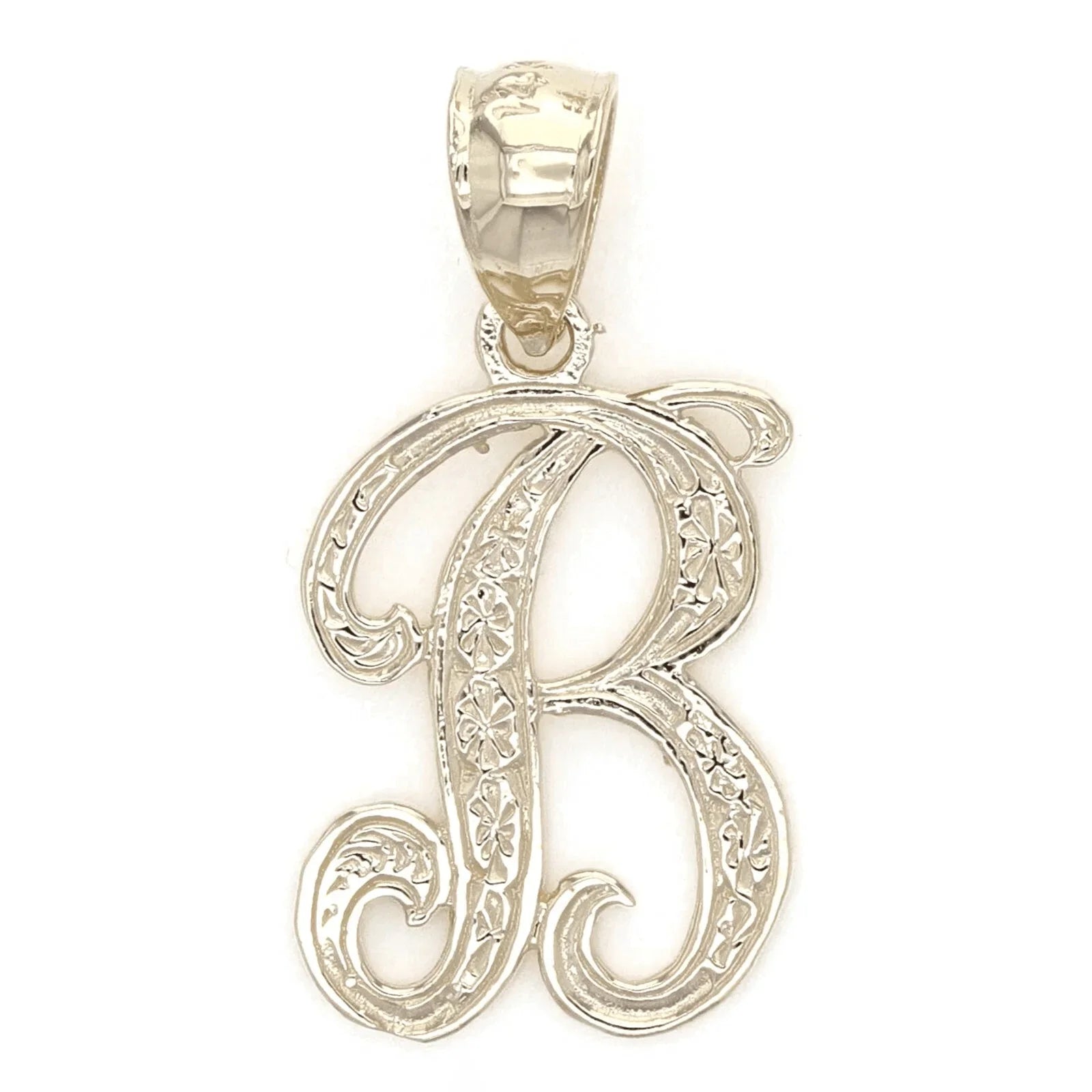 14k Yellow or White Gold Initial Letter B Alphabet A-Z Charm Pendant - Jewelry Store by Erik Rayo