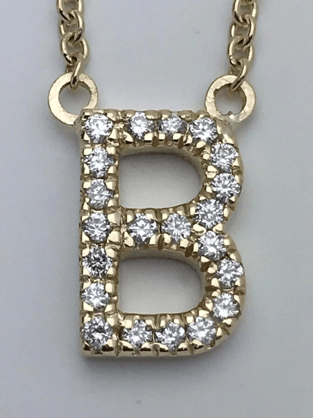 14k Yellow White or Rose Gold Diamond Initial Letter B Pendant Necklace 18" - Jewelry Store by Erik Rayo