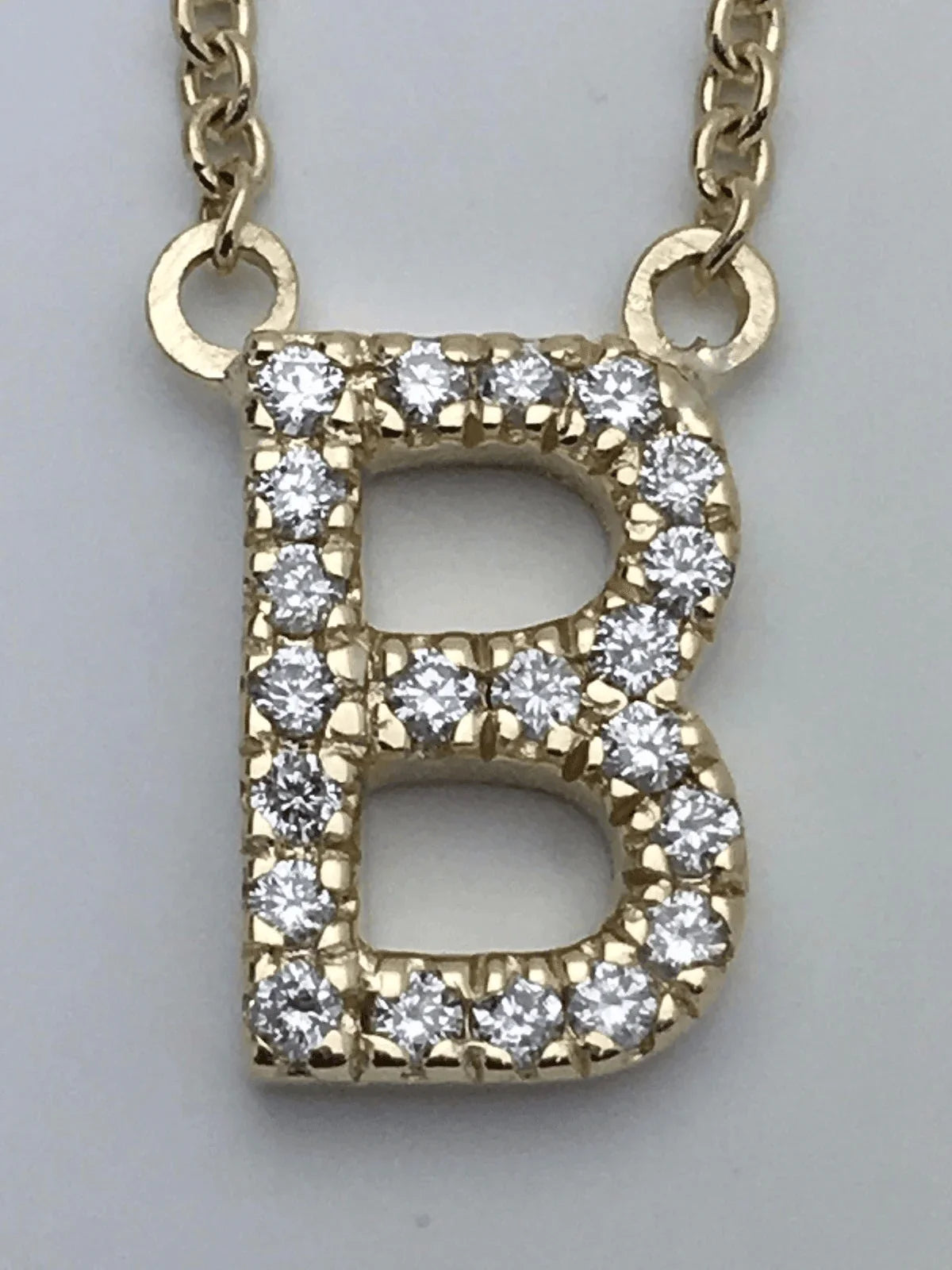 14k Yellow White or Rose Gold Diamond Initial Letter B Pendant Necklace 18" - Jewelry Store by Erik Rayo
