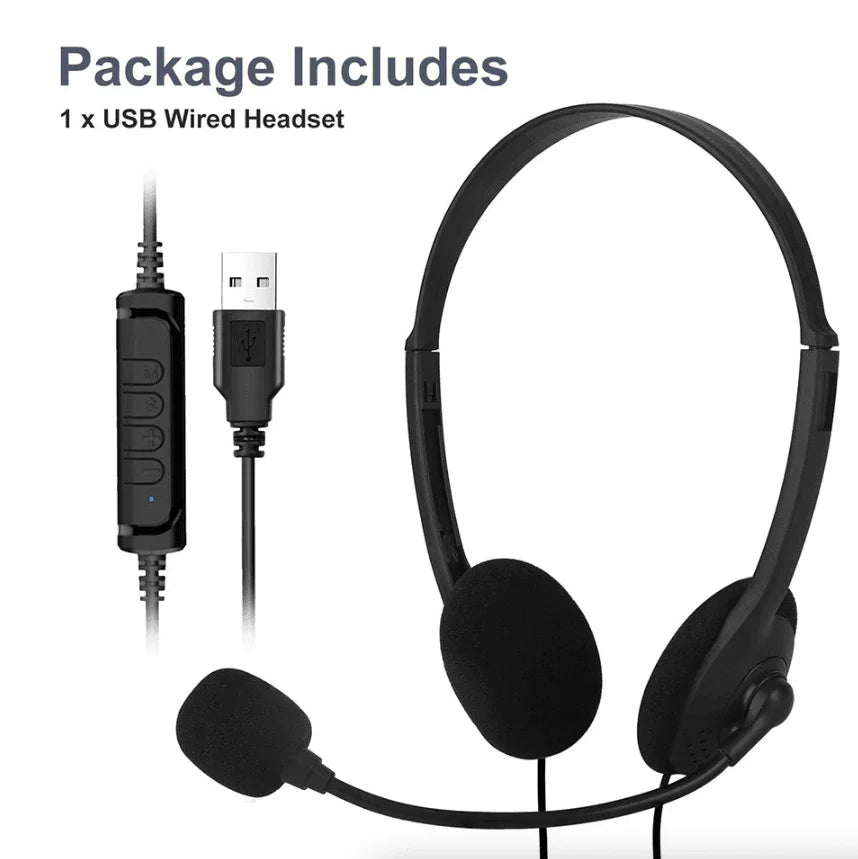 USB Headset Headphone With Microphone Noise Cancelling For PC Computer Call Chat - Jewelry Store by Erik Rayo