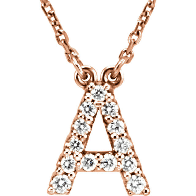 14k Yellow White or Rose Gold Diamond Initial Letter A Pendant Necklace 18" - Jewelry Store by Erik Rayo