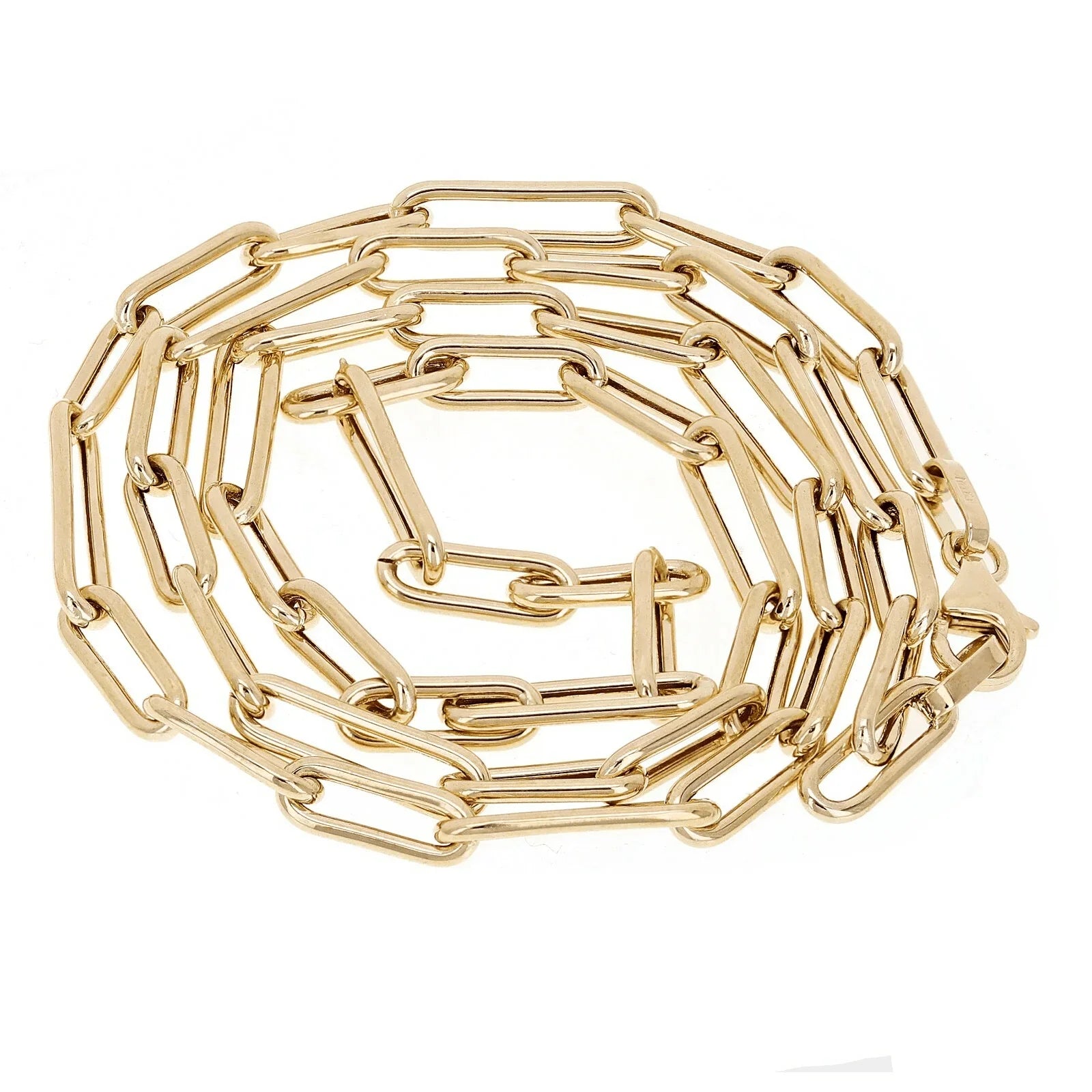 Italian 14k Yellow Gold Hollow Paper Clip Chain Necklace 19.75" 4mm 6.7 grams - Jewelry Store by Erik Rayo