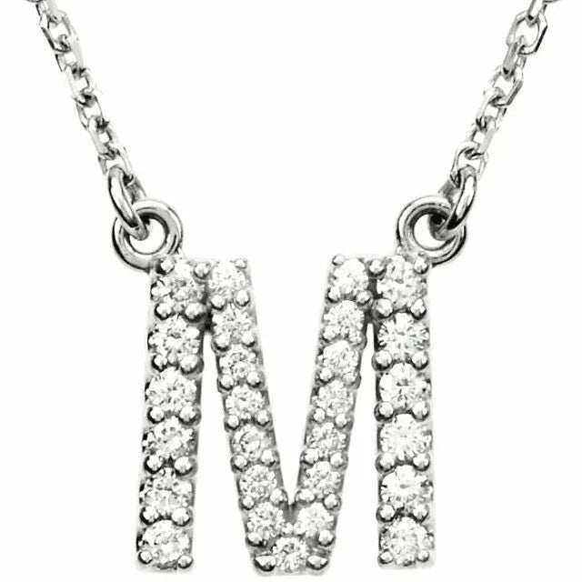 14k Yellow White or Rose Gold Diamond Initial Letter M Pendant Necklace 18" - Jewelry Store by Erik Rayo