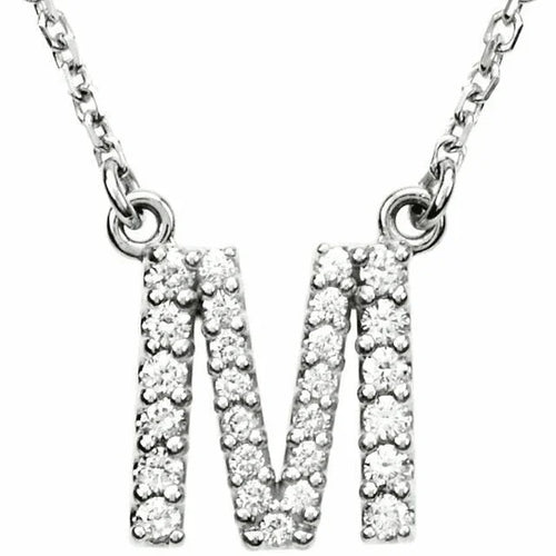 14k Yellow White or Rose Gold Diamond Initial Letter M Pendant Necklace 18" - Jewelry Store by Erik Rayo