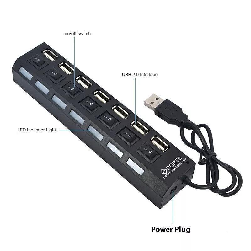 7 Port USB 2.0 / 3.0 Hub Splitter Adapter High Speed For PC Laptop Mac Desktop - Jewelry Store by Erik Rayo