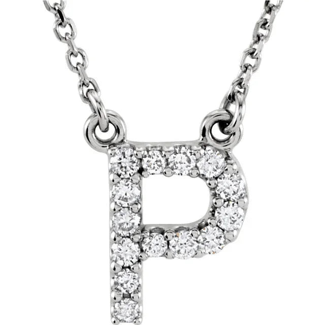 14k Yellow White or Rose Gold Diamond Initial Letter P Pendant Necklace 18" - Jewelry Store by Erik Rayo