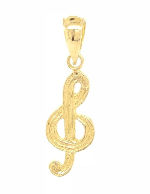 14k Yellow Gold Treble Clef Music Note Charm Pendant 0.9 gram - Jewelry Store by Erik Rayo
