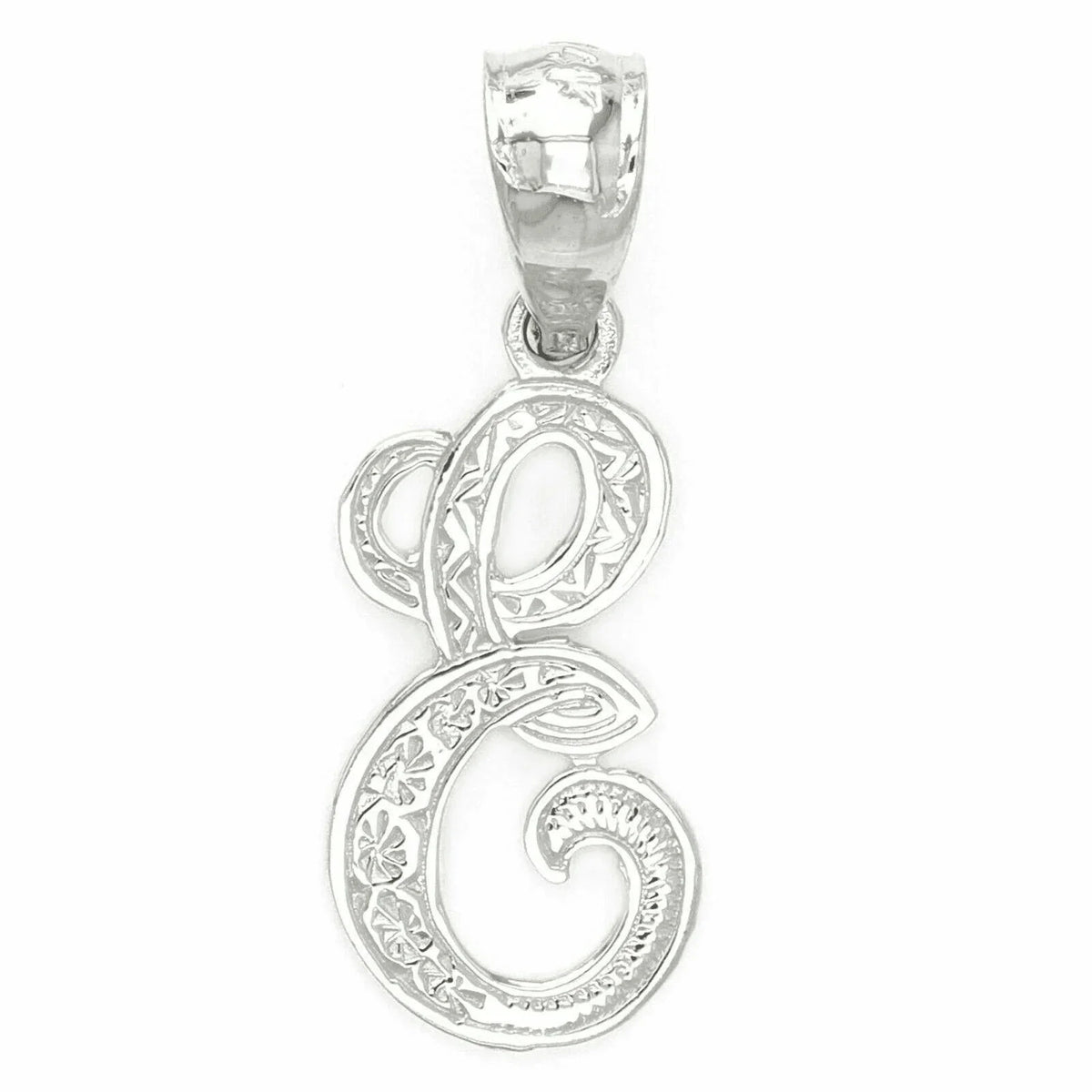 14k Yellow or White Gold Initial Letter E Alphabet A-Z Charm Pendant - Jewelry Store by Erik Rayo