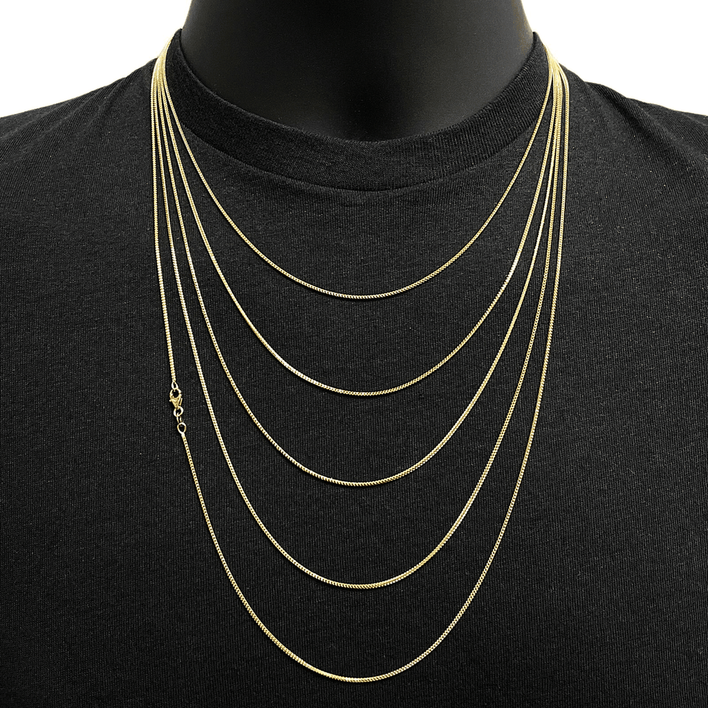 Italian 14k Yellow Gold Solid Diamond Cut Franco Chain Necklace 18" 1.2mm 3.7g - Jewelry Store by Erik Rayo