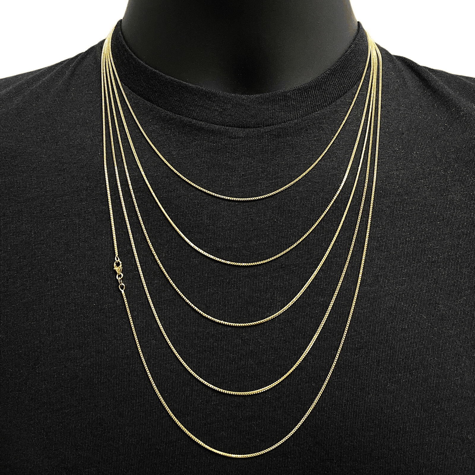 Italian 14k Yellow Gold Solid Diamond Cut Franco Chain Necklace 18" 1.2mm 3.7g - Jewelry Store by Erik Rayo