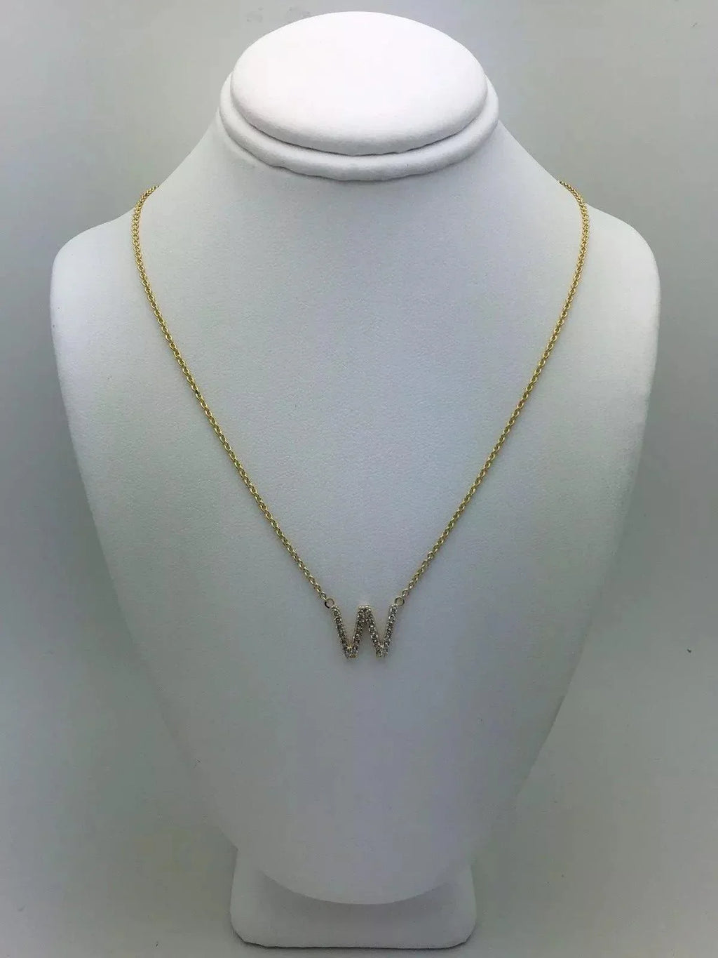 14k Yellow White or Rose Gold Diamond Initial Letter "W" Pendant Necklace 18" - Jewelry Store by Erik Rayo