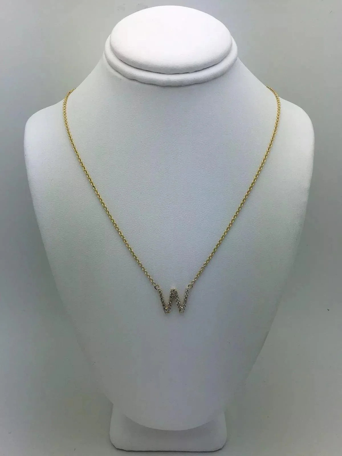 14k Yellow White or Rose Gold Diamond Initial Letter "W" Pendant Necklace 18" - Jewelry Store by Erik Rayo