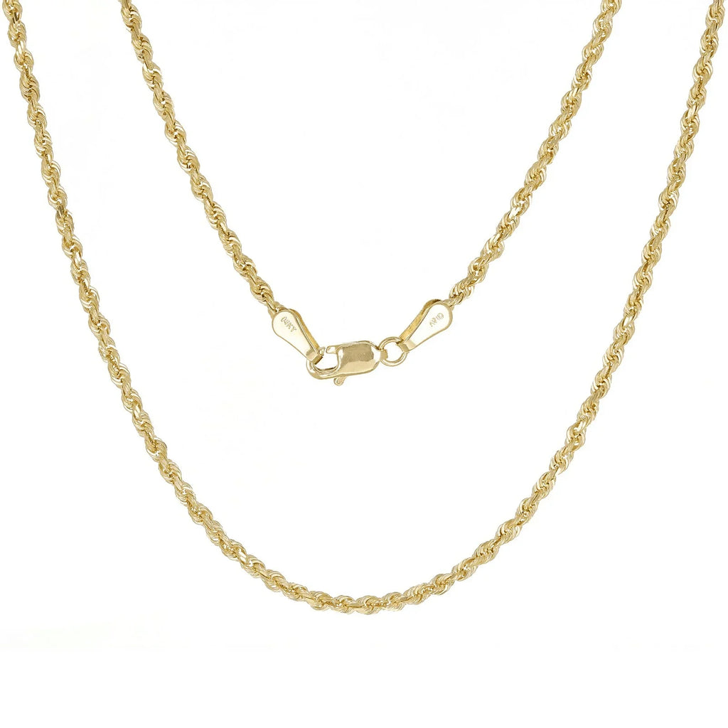 14k Yellow Gold Solid Diamond Cut Rope Chain Necklace 1.9mm 24" 6.7 grams - Jewelry Store by Erik Rayo