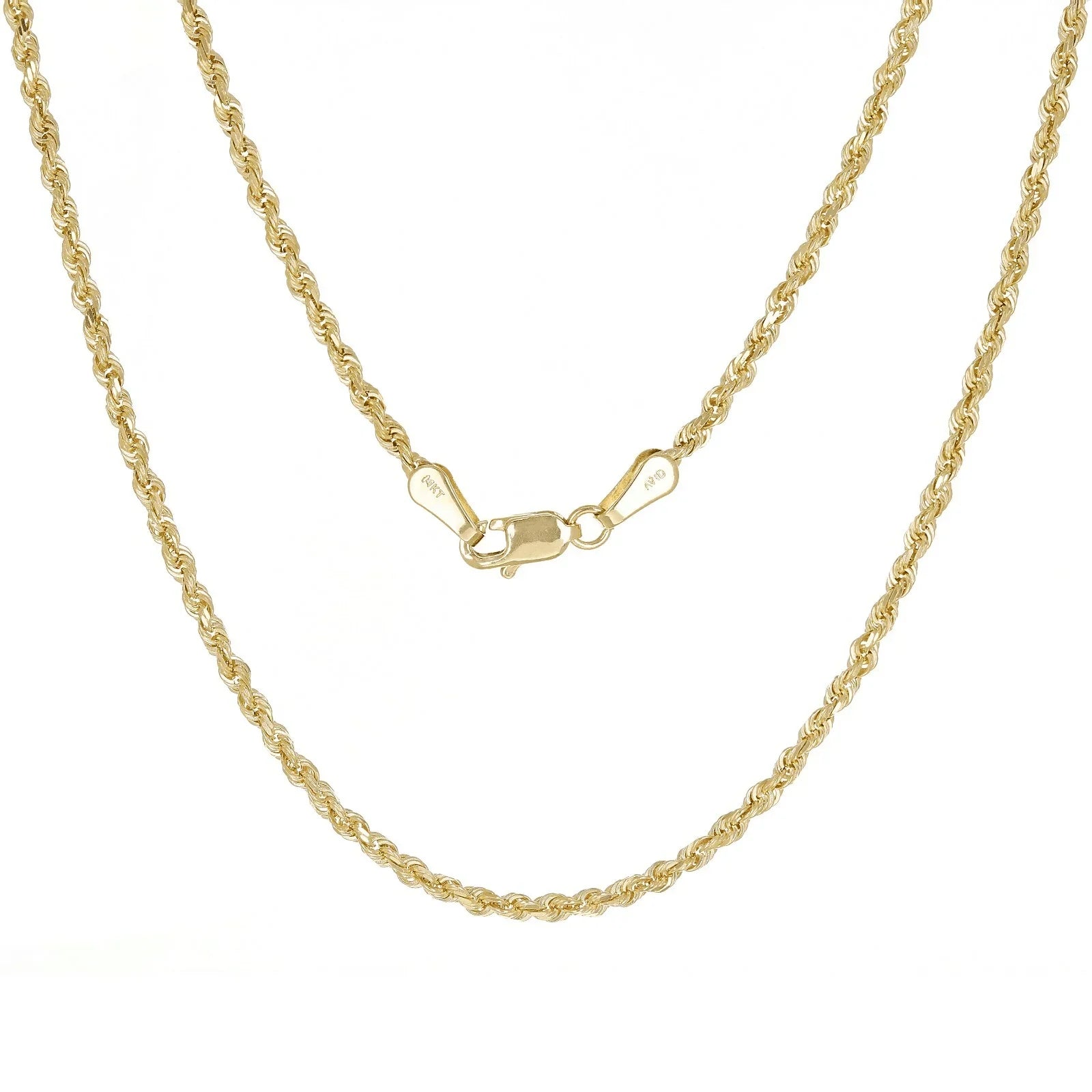14k Yellow Gold Solid Diamond Cut Rope Chain Necklace 1.9mm 24" 6.7 grams - Jewelry Store by Erik Rayo