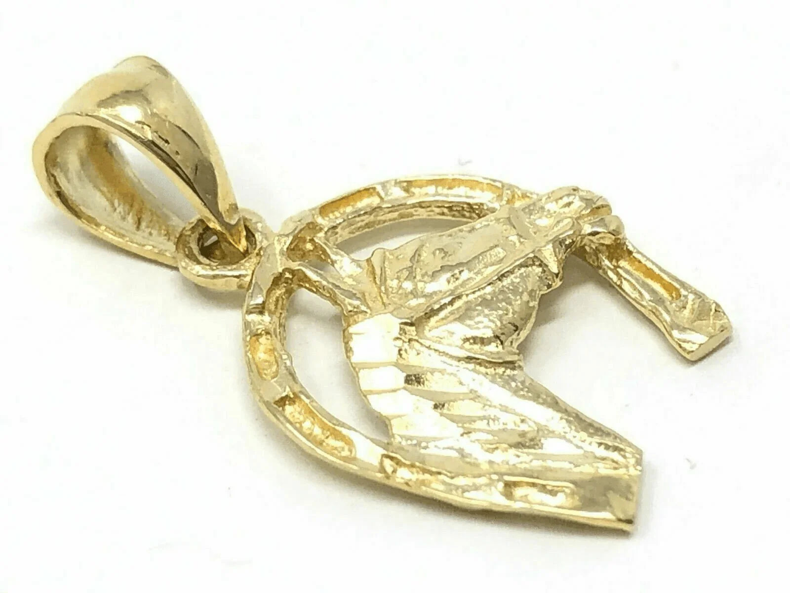 14k Yellow Gold Solid Horse Face Horse Shoe Charm Pendant 1 gram - Jewelry Store by Erik Rayo