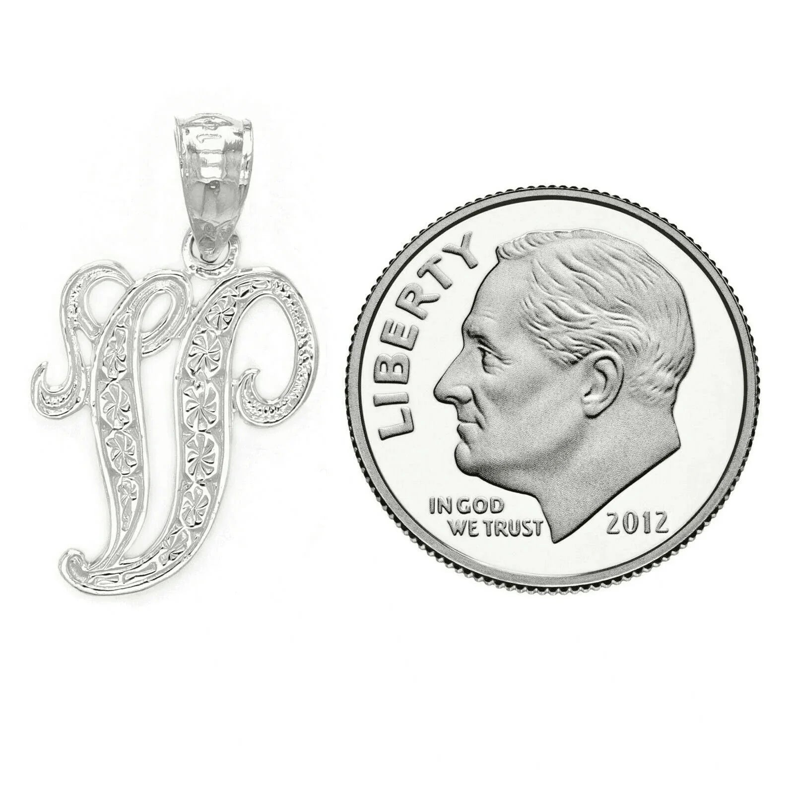 14k Yellow or White Gold Initial Letter V Alphabet A-Z Charm Pendant - Jewelry Store by Erik Rayo