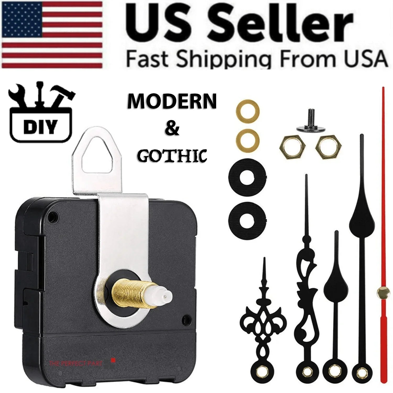 DIY Clock Parts Movement Quartz Mechanism Wall Replacement Repair Tool Hands Kit - Jewelry Store by Erik Rayo
