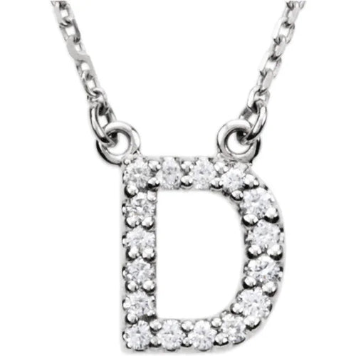 14k Yellow White or Rose Gold Diamond Initial Letter D Pendant Necklace 18" - Jewelry Store by Erik Rayo