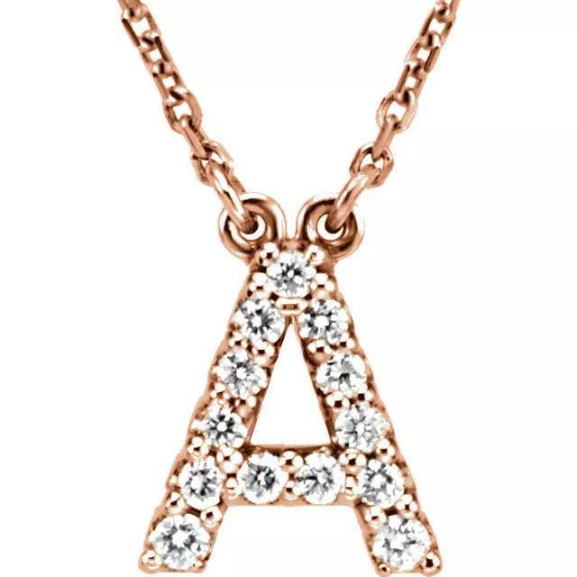 14k Yellow White or Rose Gold Diamond Initial Letter A Pendant Necklace 18" - Jewelry Store by Erik Rayo