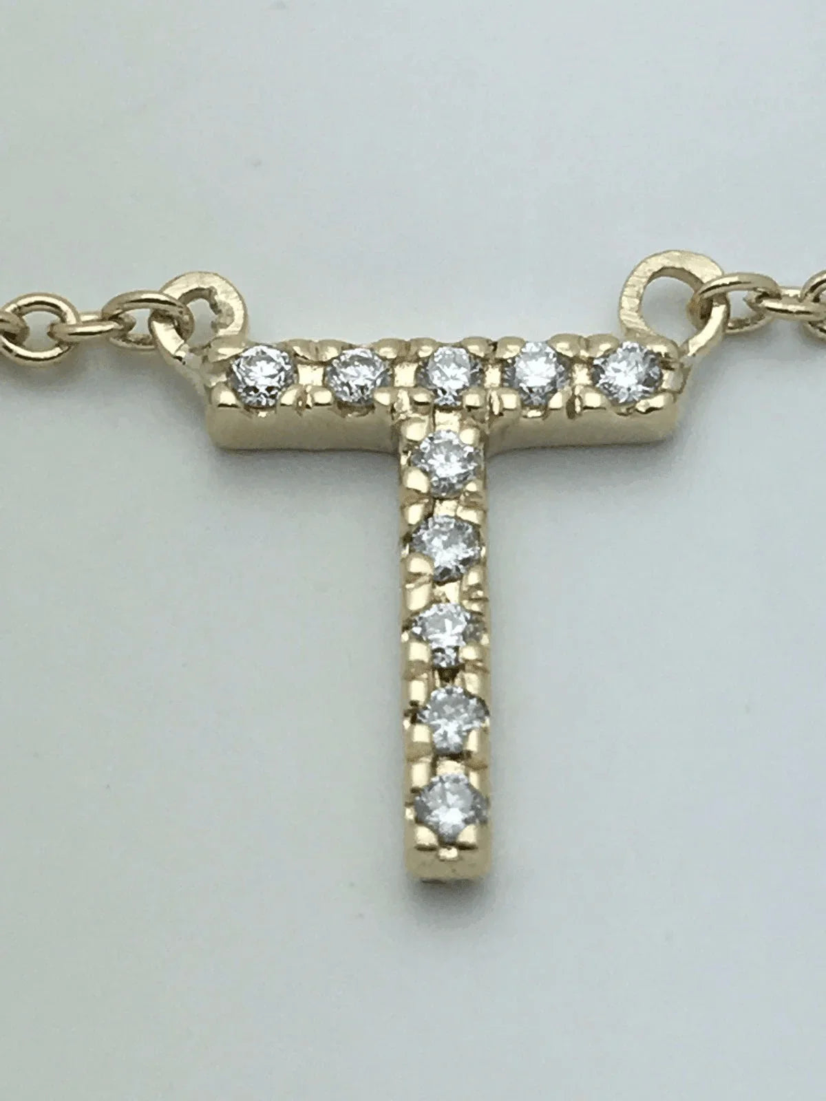 14k Yellow White or Rose Gold Diamond Initial Letter T Pendant Necklace 18" - Jewelry Store by Erik Rayo