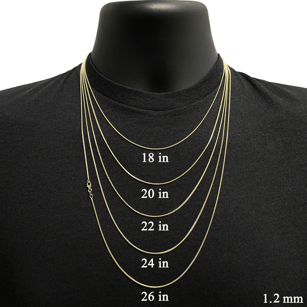Italian 14k Yellow Gold Solid Diamond Cut Franco Chain Necklace 18" 1.2mm 3.7g - Jewelry Store by Erik Rayo