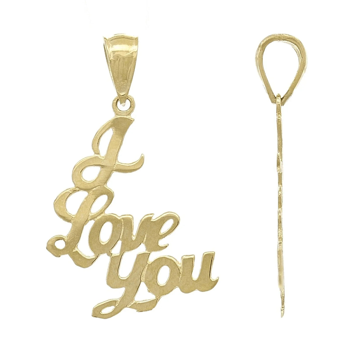 14k Yellow Gold Solid I Love You Words Charm Pendant 1" 0.8 grams - Jewelry Store by Erik Rayo