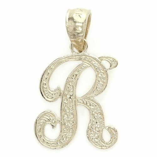 14k Yellow or White Gold Initial Letter R Alphabet A-Z Charm Pendant - Jewelry Store by Erik Rayo