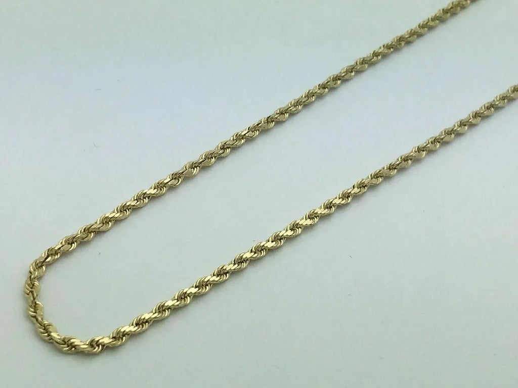 14k Yellow Gold Solid Diamond Cut Rope Chain Necklace 16" 2mm 6 grams - Jewelry Store by Erik Rayo