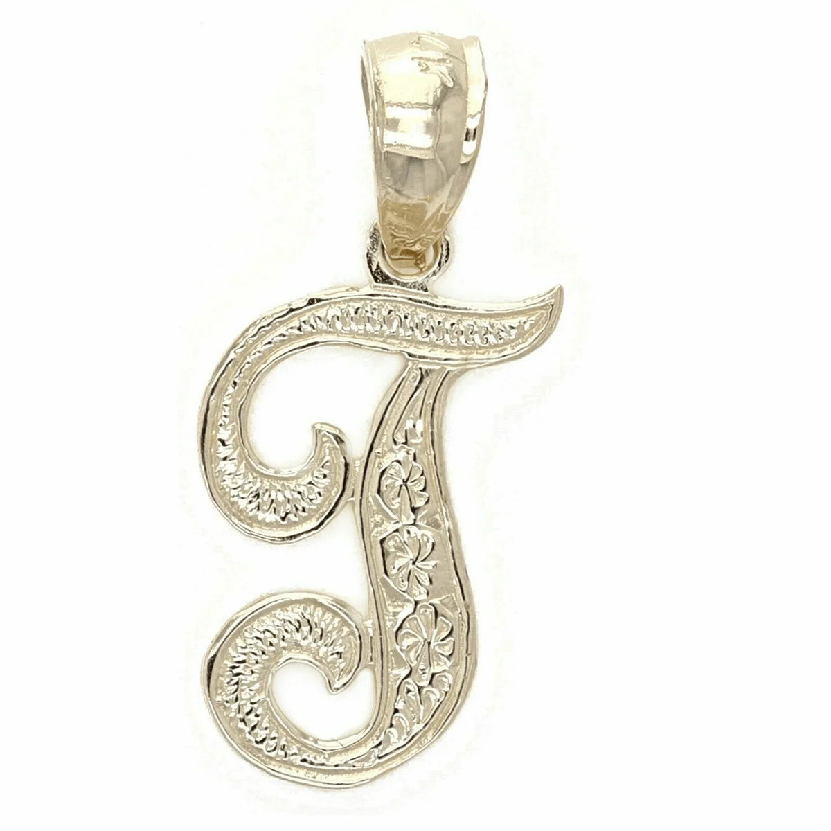 14k Yellow or White Gold Initial Letter T Alphabet A-Z Charm Pendant - Jewelry Store by Erik Rayo