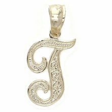 Load image into Gallery viewer, 14k Yellow or White Gold Initial Letter T Alphabet A-Z Charm Pendant

