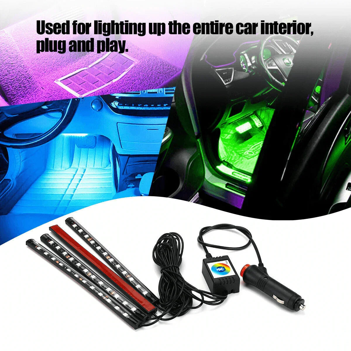 4X 48LED RGB Car Interior Atmosphere Light Strip Bar Bluetooth APP Music Control - Jewelry Store by Erik Rayo