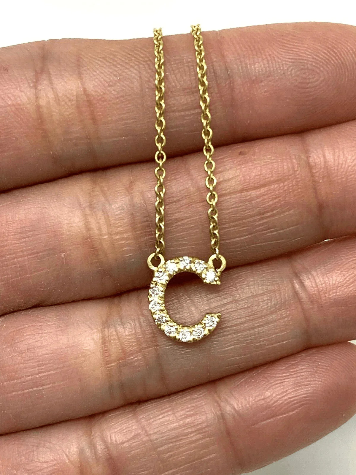 14k Yellow White or Rose Gold Diamond Initial Letter C Pendant Necklace 18" - Jewelry Store by Erik Rayo