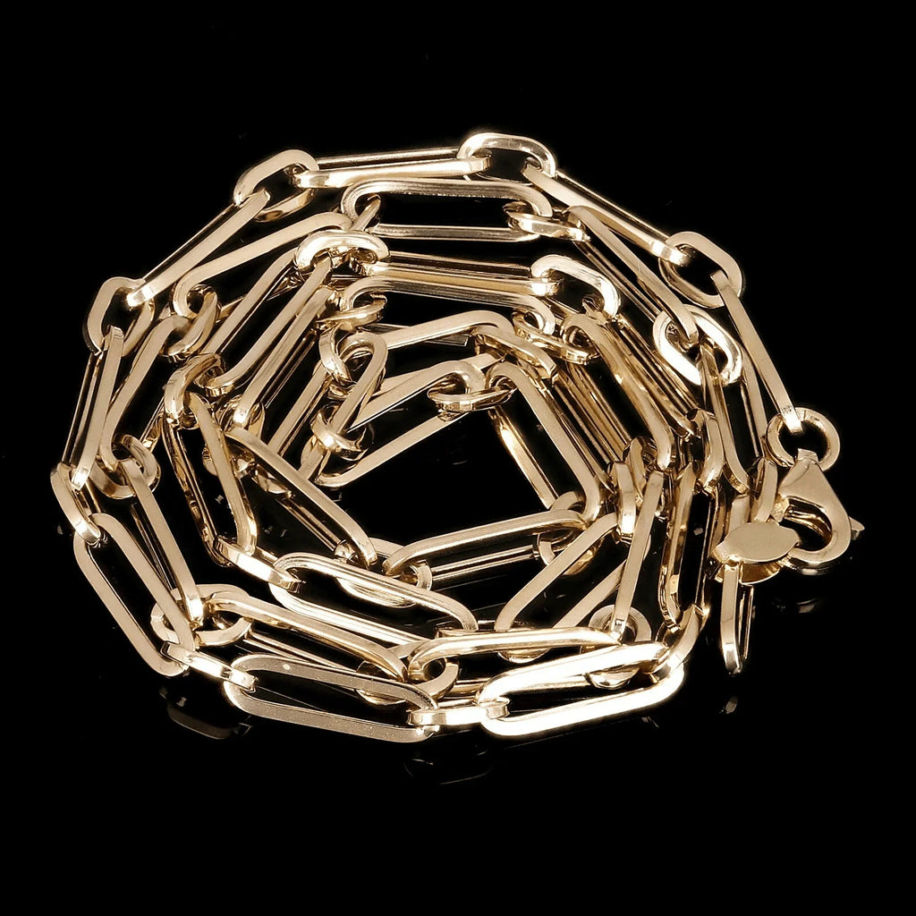 Italian 14k Yellow Gold Hollow Paper Clip Chain Necklace 20" 3.2mm 4 grams - Jewelry Store by Erik Rayo