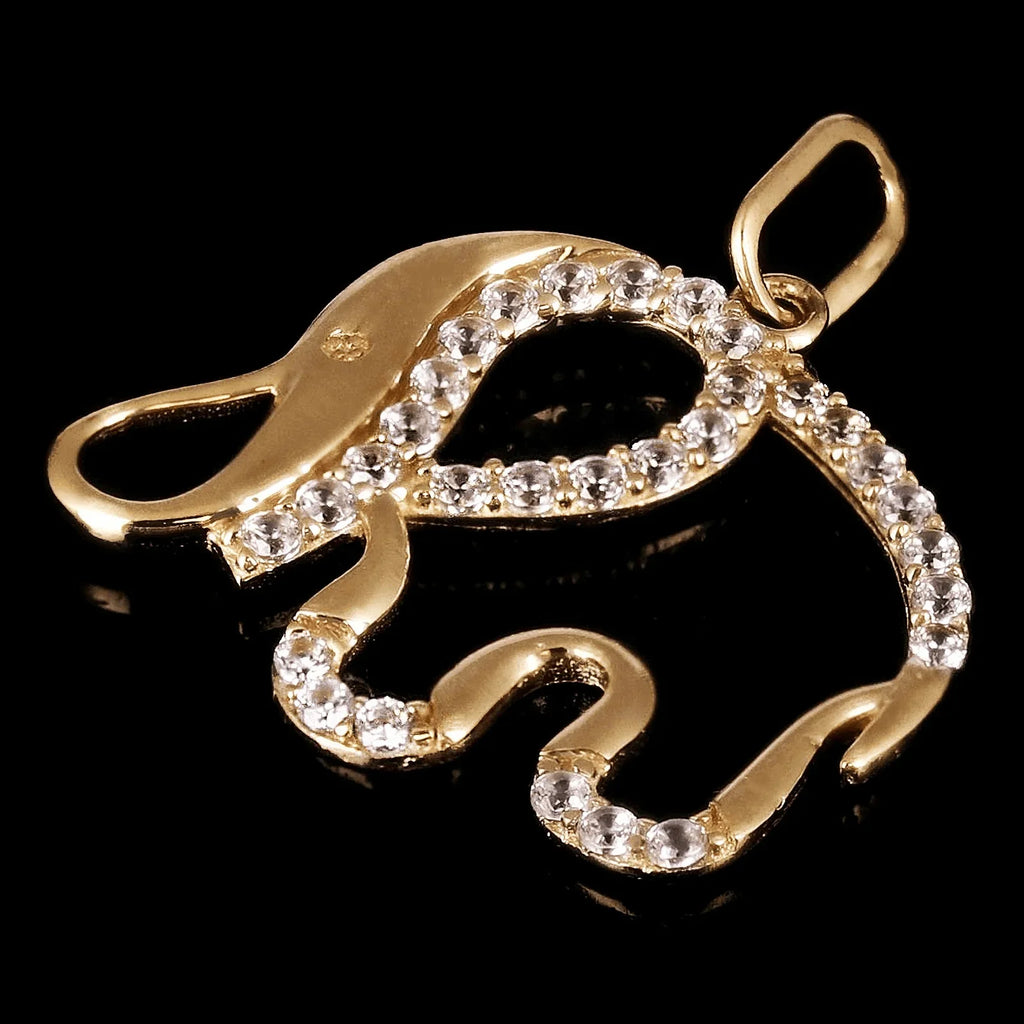 Italian 14k Yellow Gold Cut-Out Elephant Charm Pendant 22mm x 20mm 1 gram - Jewelry Store by Erik Rayo