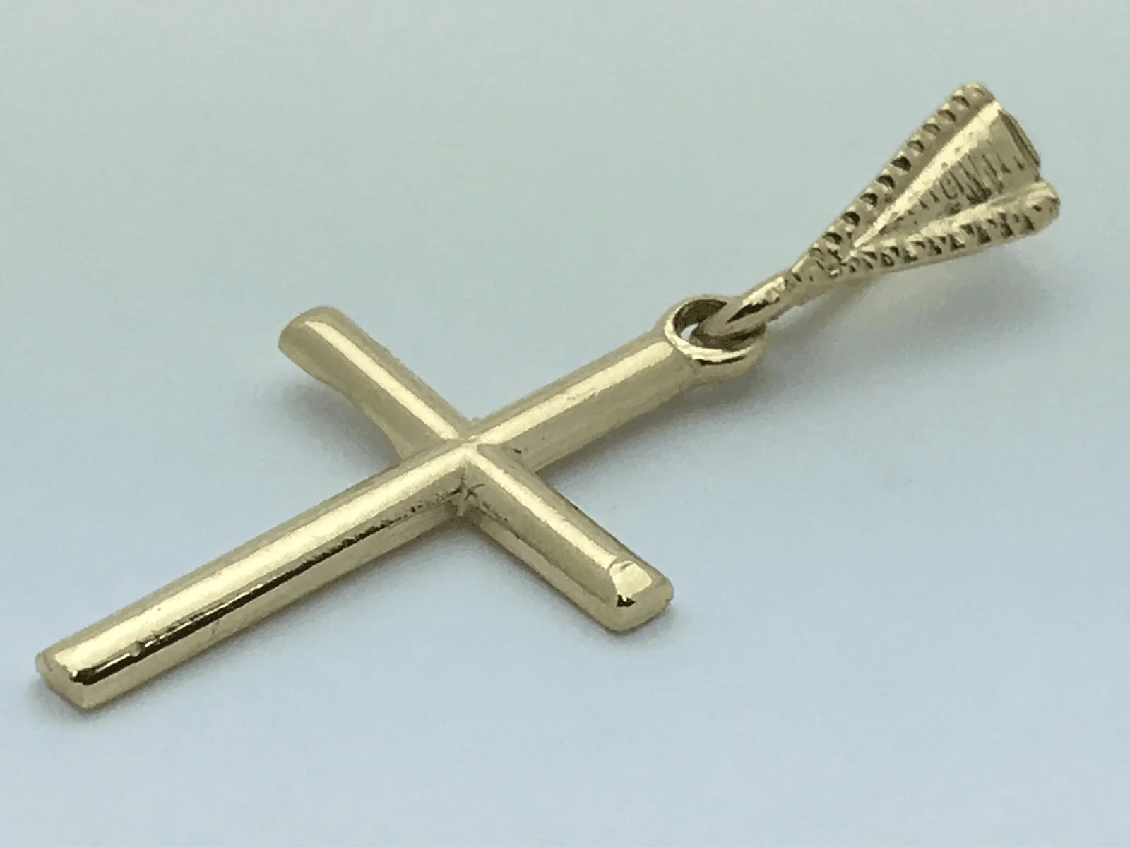 14k Yellow Gold Solid Plain High Polish Cross Religious Charm Pendant 0.9gram - Jewelry Store by Erik Rayo