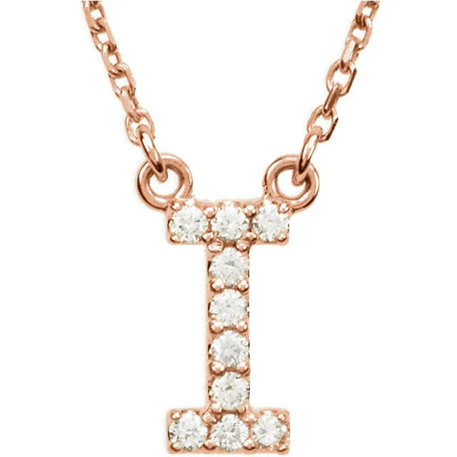 14k Yellow White or Rose Gold Diamond Initial Letter I Pendant Necklace 18" - Jewelry Store by Erik Rayo