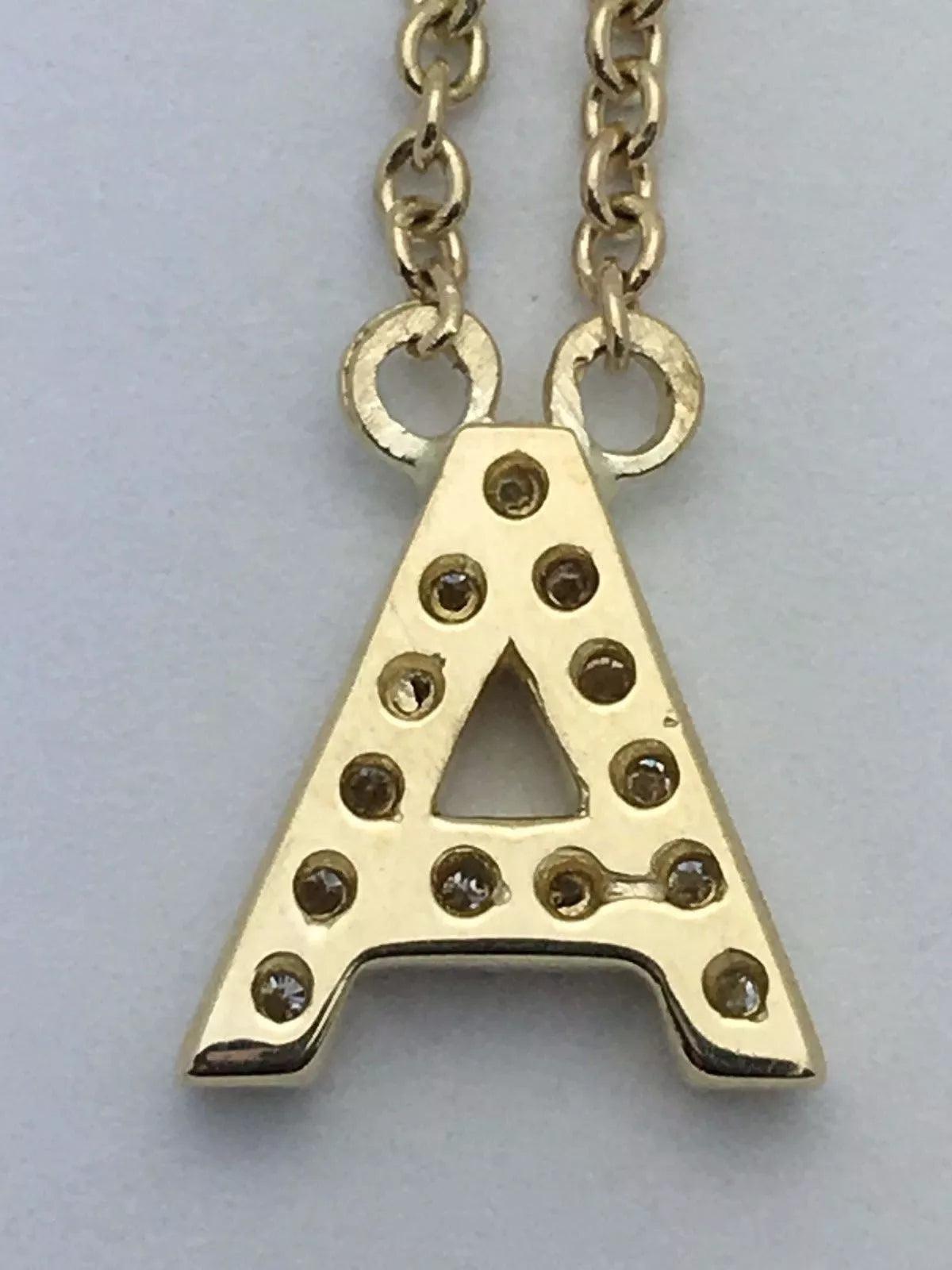 14k Yellow White or Rose Gold Diamond Initial Letter A Pendant Necklace 18" - Jewelry Store by Erik Rayo
