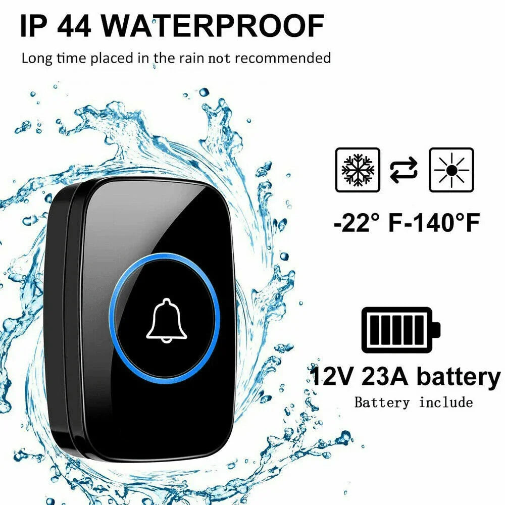 Wireless Doorbell Chime Waterproof Plugin Receiver Adjustable Volume 1000FT Kit - Jewelry Store by Erik Rayo