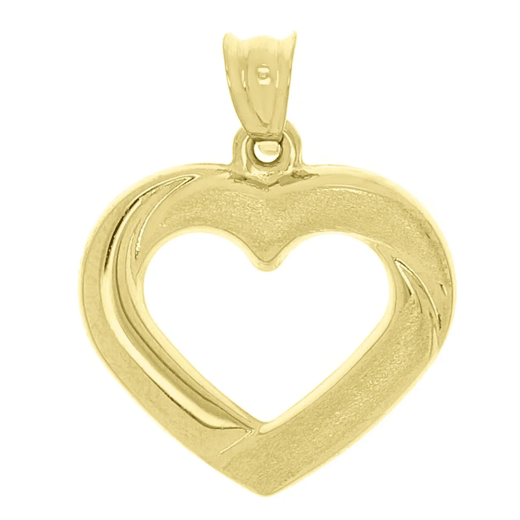 Italian 14k Yellow Gold Classic & Simple Design Open Heart Charm Pendant 0.9gram - Jewelry Store by Erik Rayo