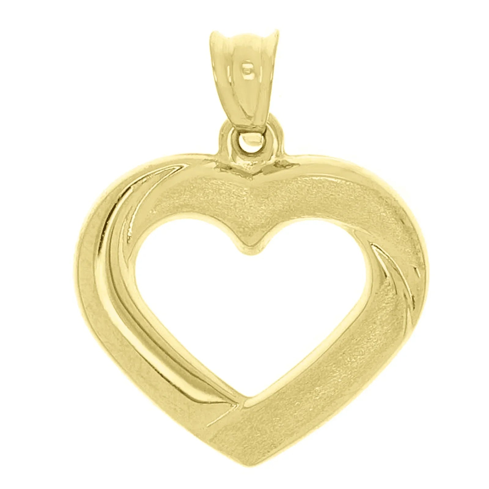 Italian 14k Yellow Gold Classic & Simple Design Open Heart Charm Pendant 0.9gram - Jewelry Store by Erik Rayo