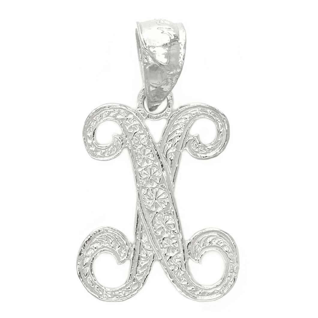 14k Yellow or White Gold Initial Letter X Alphabet A-Z Charm Pendant