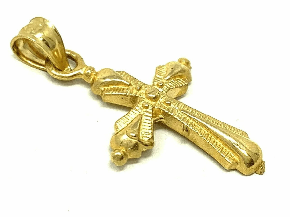 14k Yellow Gold Solid Small Cross Religious Charm Pendant 1.2 grams - Jewelry Store by Erik Rayo