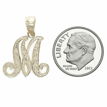 Load image into Gallery viewer, 14k Yellow or White Gold Initial Letter M Alphabet A-Z Charm Pendant
