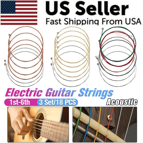 3 Sets of 6 Guitar Strings Replacement Steel String For Acoustic Guitar 1st-6th - Jewelry Store by Erik Rayo