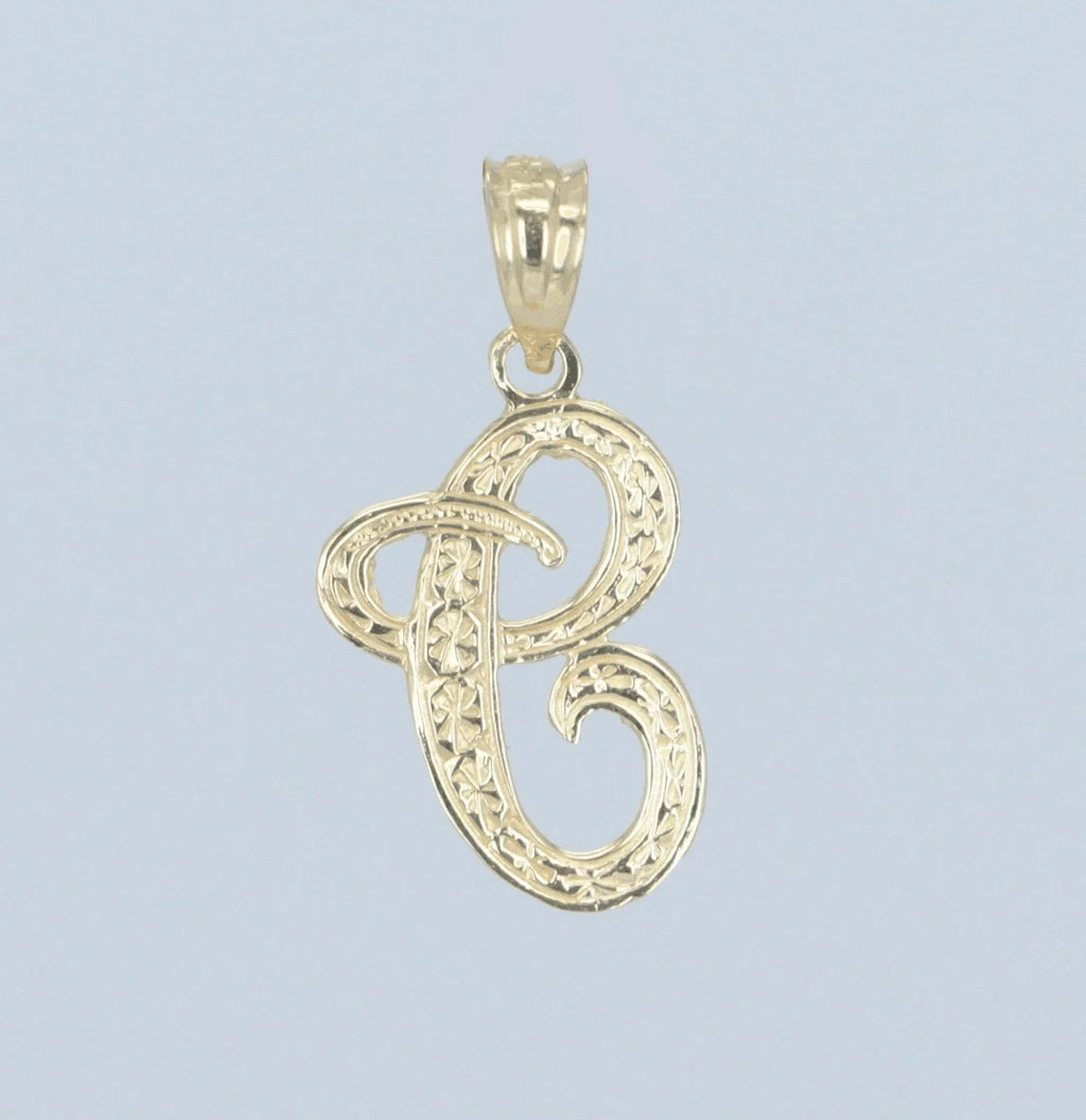14k Yellow or White Gold Initial Letter C Alphabet A-Z Charm Pendant - Jewelry Store by Erik Rayo
