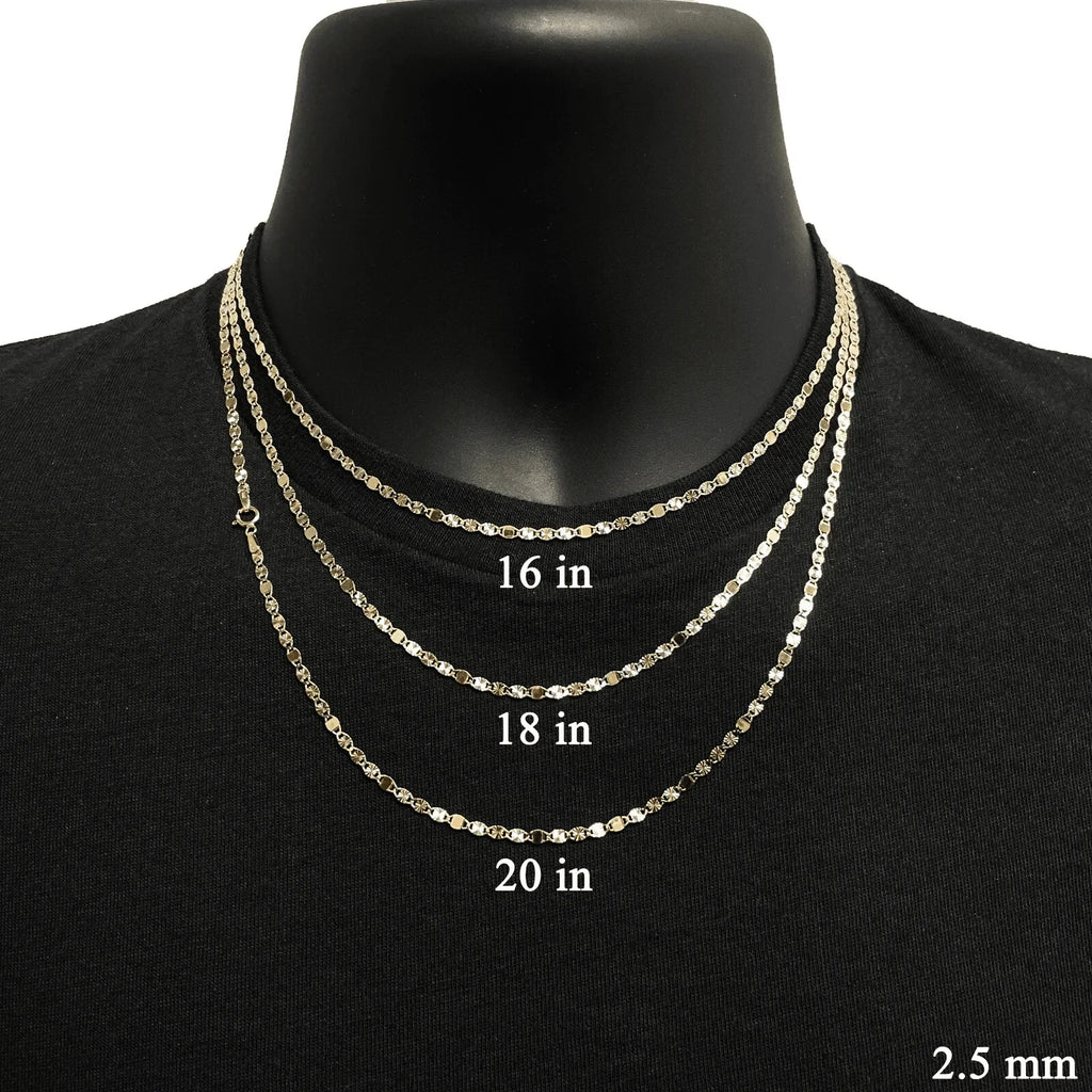 Italian 14k Tri-Color Gold Diamond Cut Valentino Chain Necklace 20" 2.6mm 2.5g - Jewelry Store by Erik Rayo