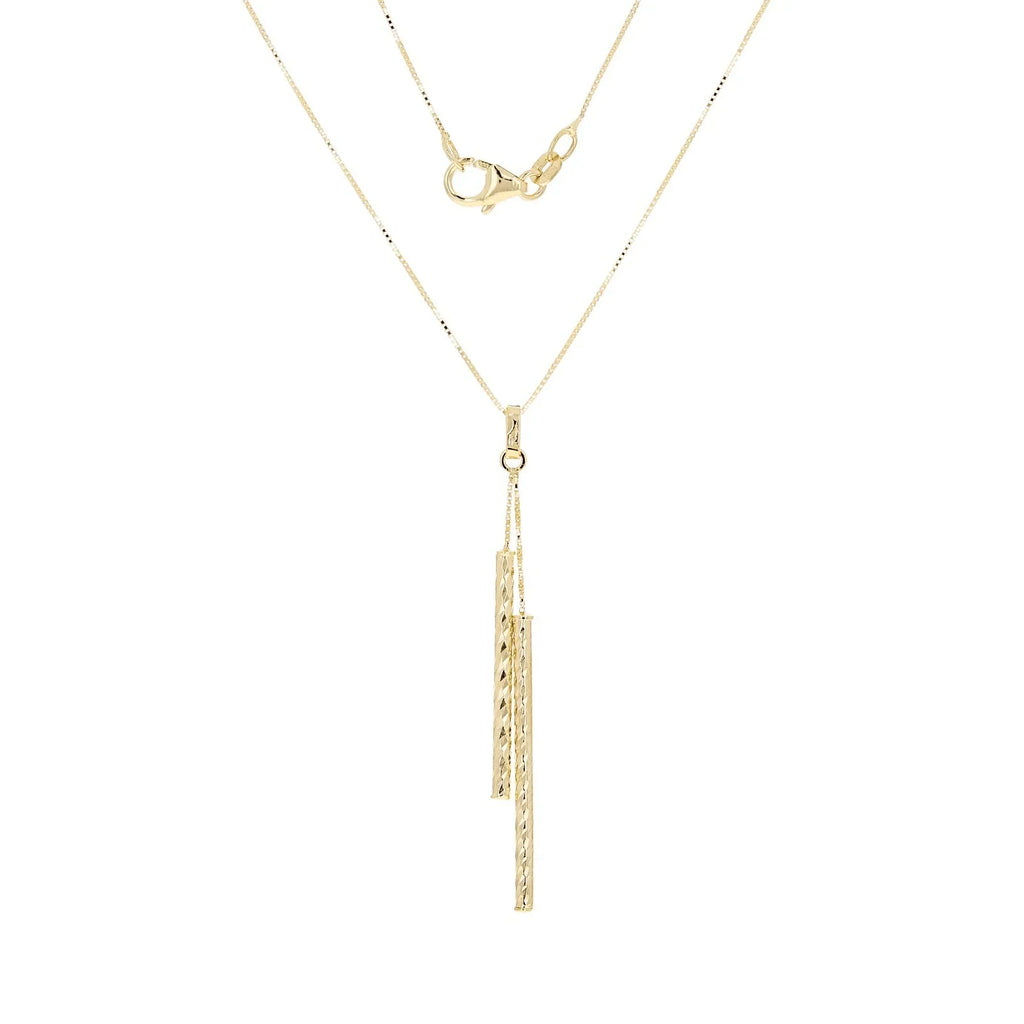 Italian 14k Yellow Gold Diamond-Cut Tube Gold Bar Necklace 18" 1.7 grams - Jewelry Store by Erik Rayo